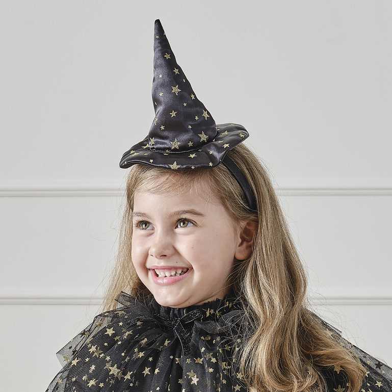 black gold star wizard witch hat headband halloween costume