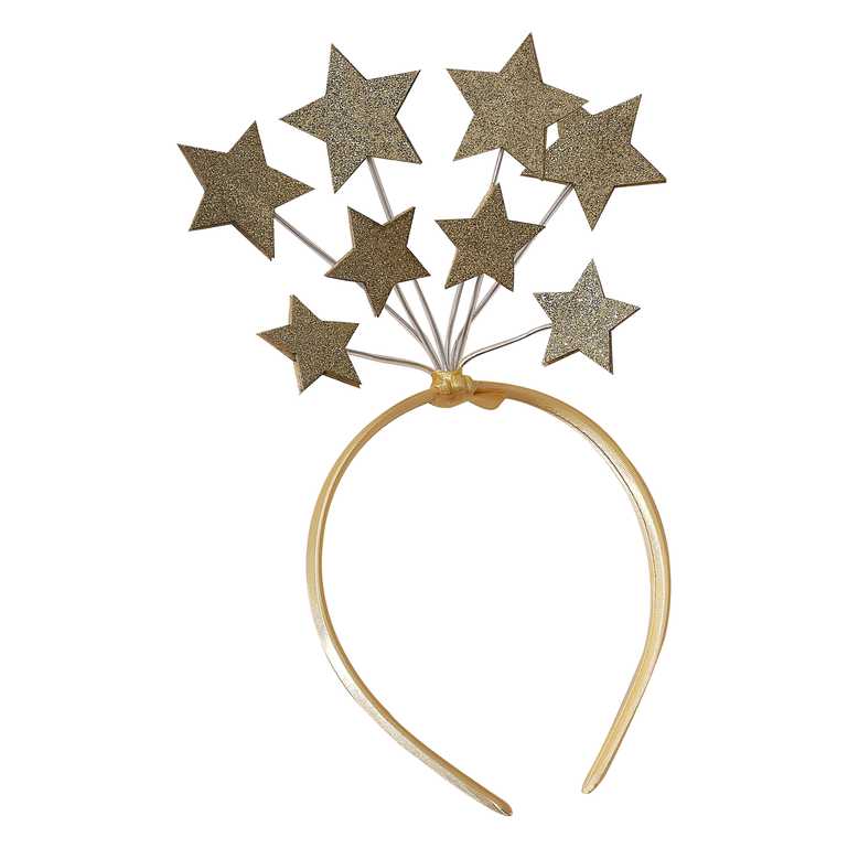 gold glitter stars headband for childrens christmas costume outfit or a gift or present for christmas for kids