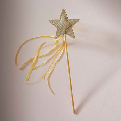 gold glitter star wand for a child or kids christmas dress up outfit costume or for a gift for chritsmas present