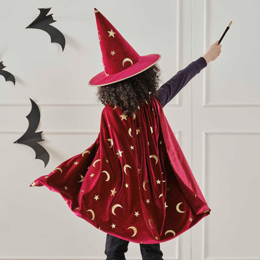 Red Velvet Kids Wizard Cape Costume Halloween