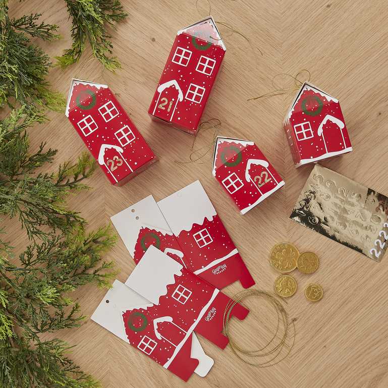 Fill Your Own DIY Christmas House Boxes Advent Calendar