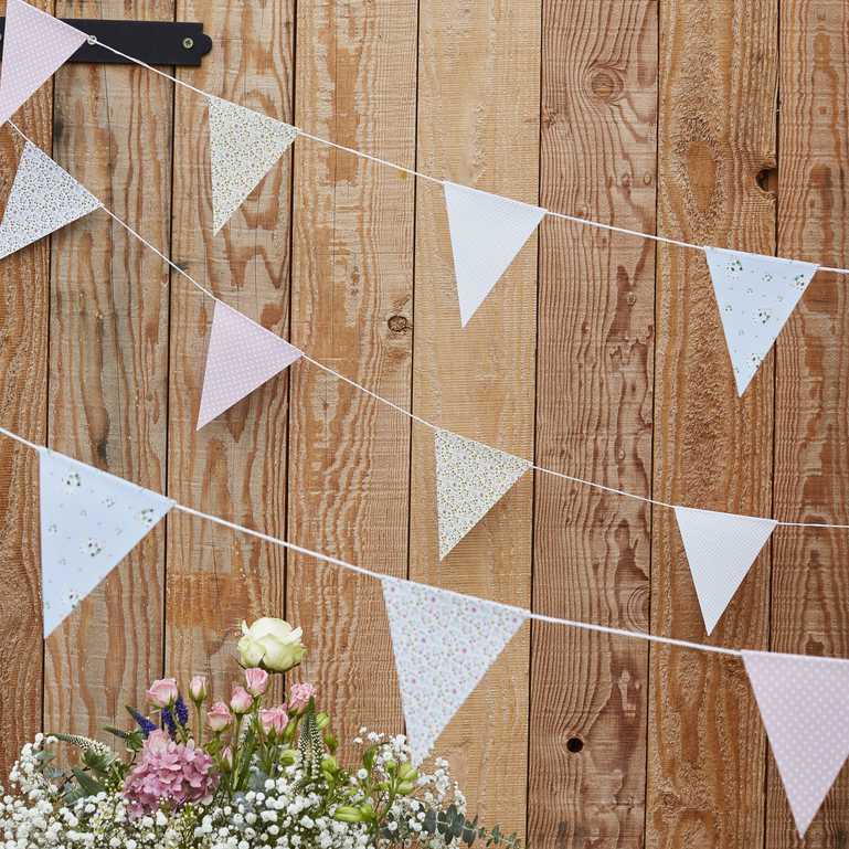 Floral Flower Print Triangle Bunting Banner