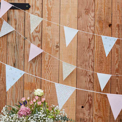 Floral Flower Print Triangle Bunting Banner