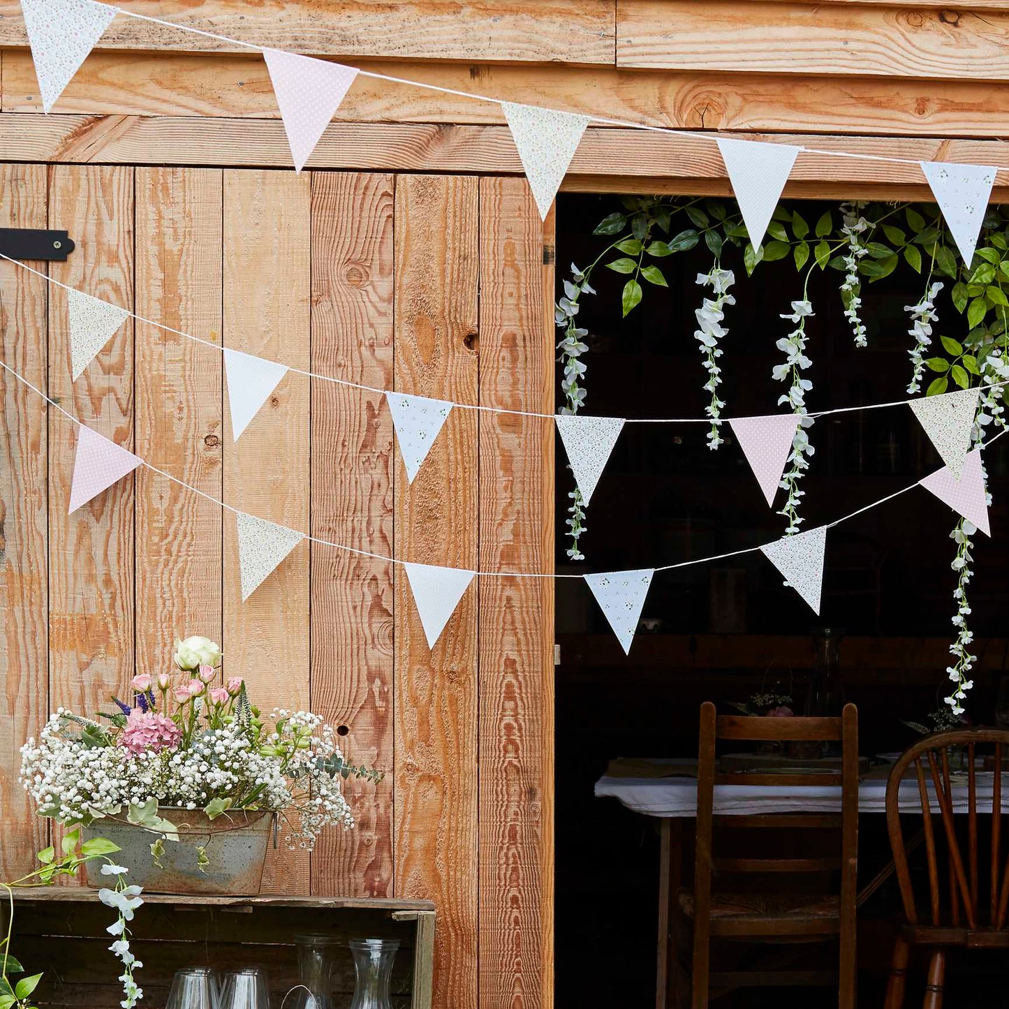 Floral Flower Print Triangle Bunting Banner