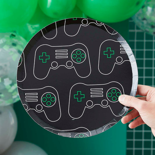 gamer xbox playstation controller birthday party theme paper party plates for kids boys birthday party theme idea