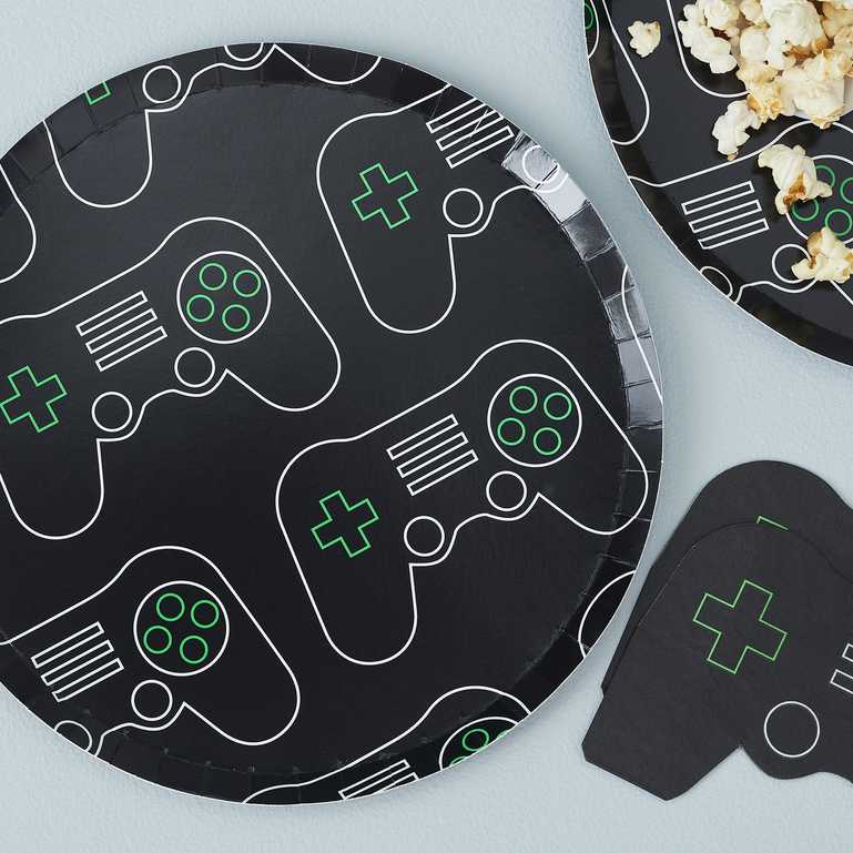 gamer xbox playstation controller birthday party theme paper party plates for kids boys birthday party theme idea