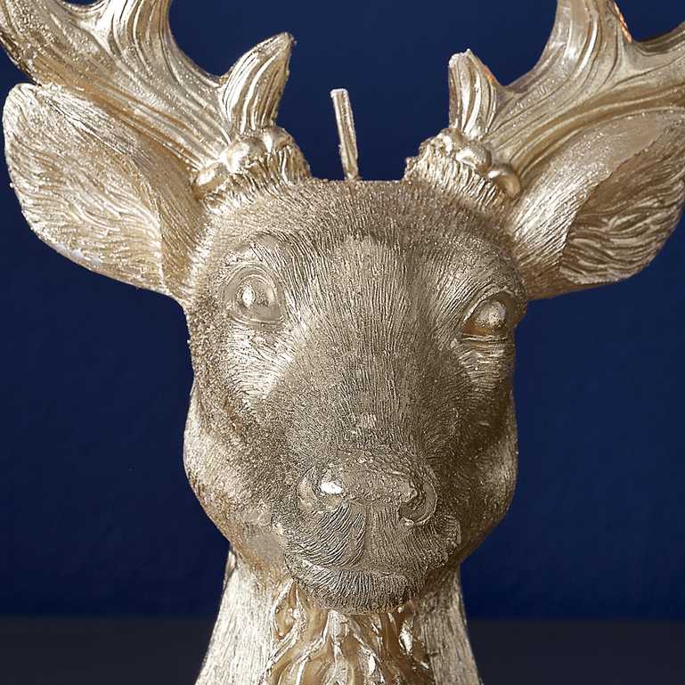 Gold Stag Reindeer Christmas Candle