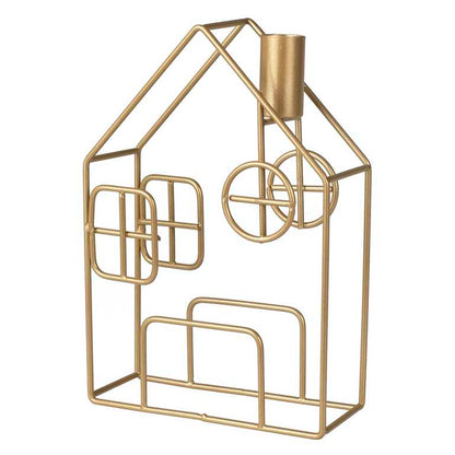 Gold Metal House Christmas Candle Holder