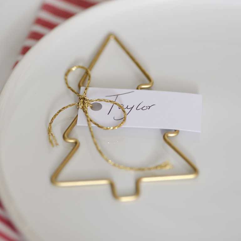 Gold Metal Christmas Tree Name Place Cards