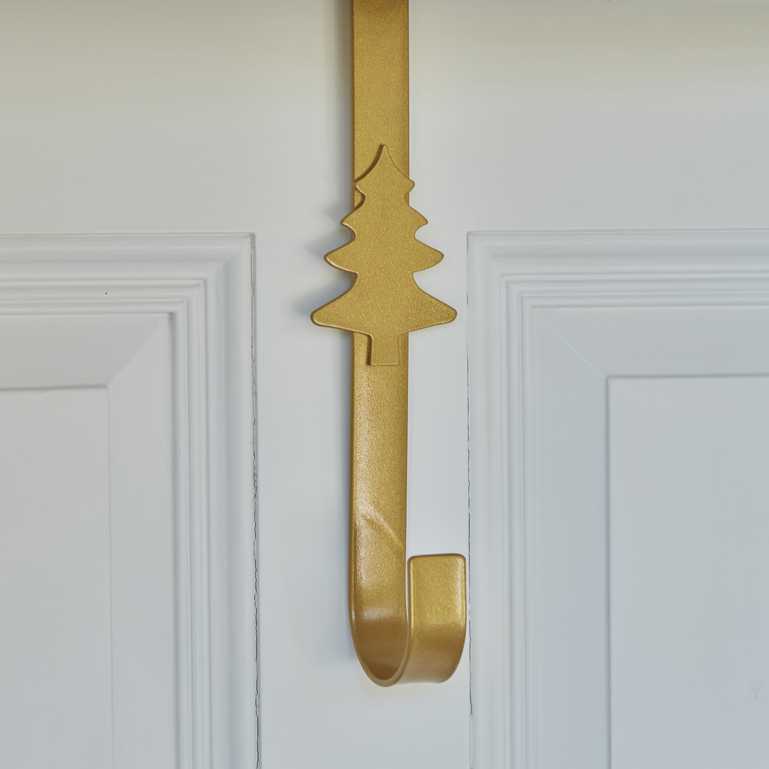 Gold Metal Christmas Wreath Dor Hanging Holder