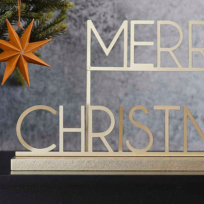 Gold Metal Merry Christmas Home Decor Sign