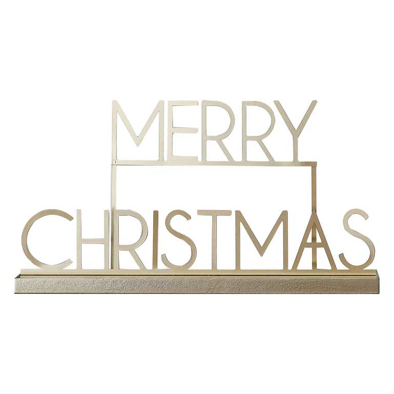 Gold Metal Merry Christmas Home Decor Sign