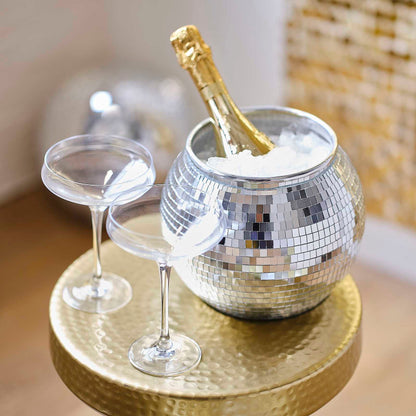 Silver Mirror Disco Ball Ice Drink Bucket