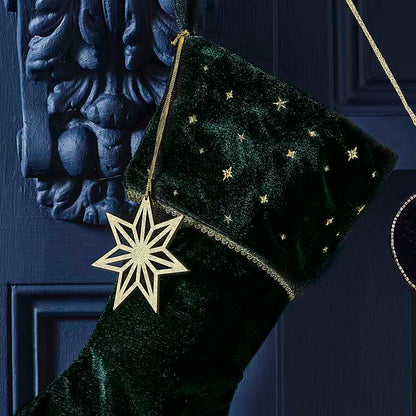 Green Velvet Christmas Stocking With Charm