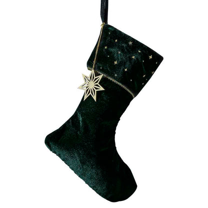 Green Velvet Christmas Stocking With Charm