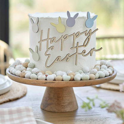 Happy Easter Wooden Cake Topper Decoration