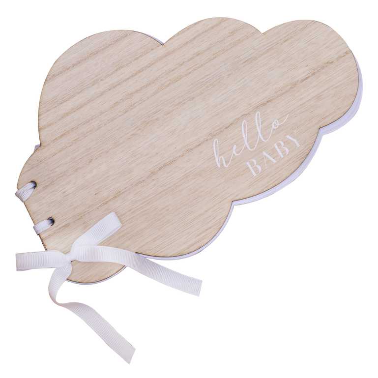 Wooden Hello Baby Cloud Baby Shower Gender Reveal Guest Book