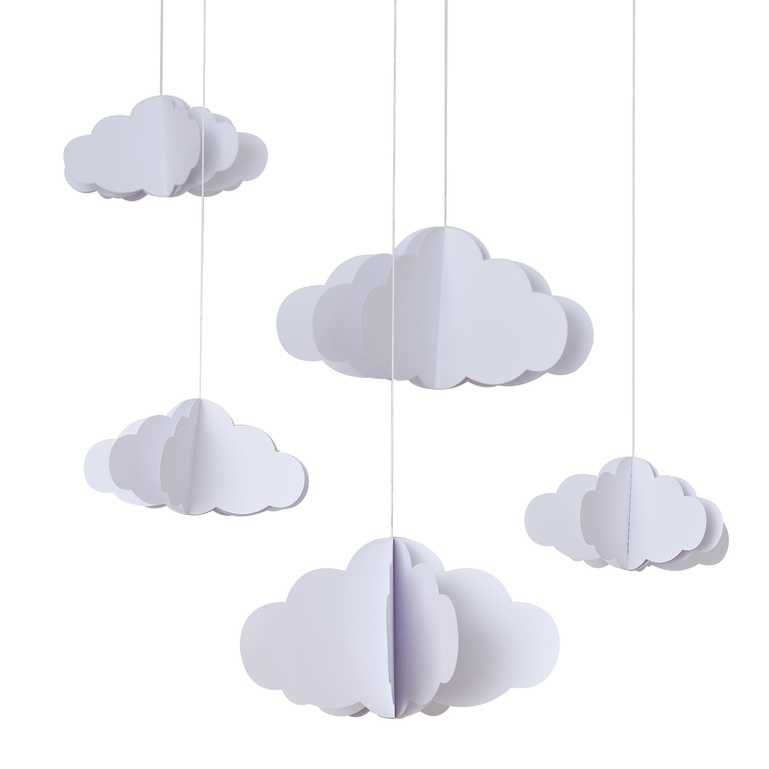 hanging paper clouds baby shower gender reveal party decorations