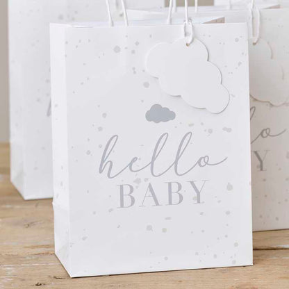 hello baby gender neautral nude coloured baby shower gender reveal paper party treat gift bags for guests