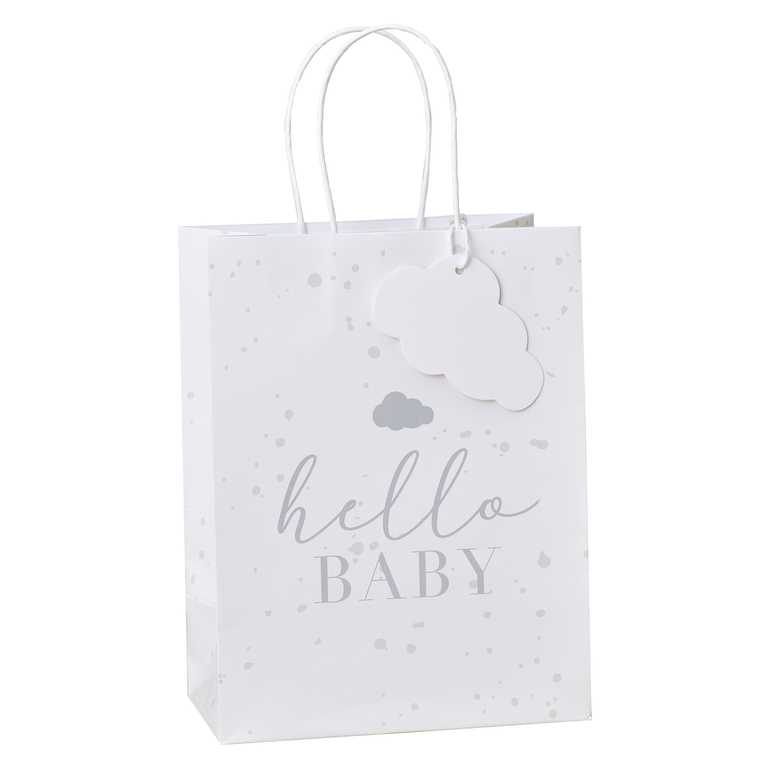 hello baby gender neautral nude coloured baby shower gender reveal paper party treat gift bags for guests