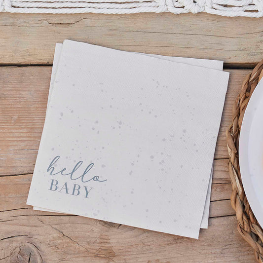 hello baby gender neautral nude cream baby shower gender reveal paper party napkin serviettes