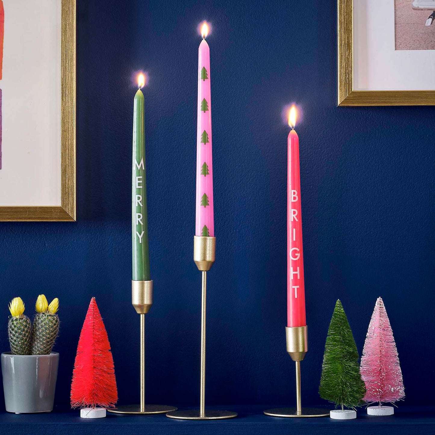 Merry & Bright Christmas Dinner Pillar Candles