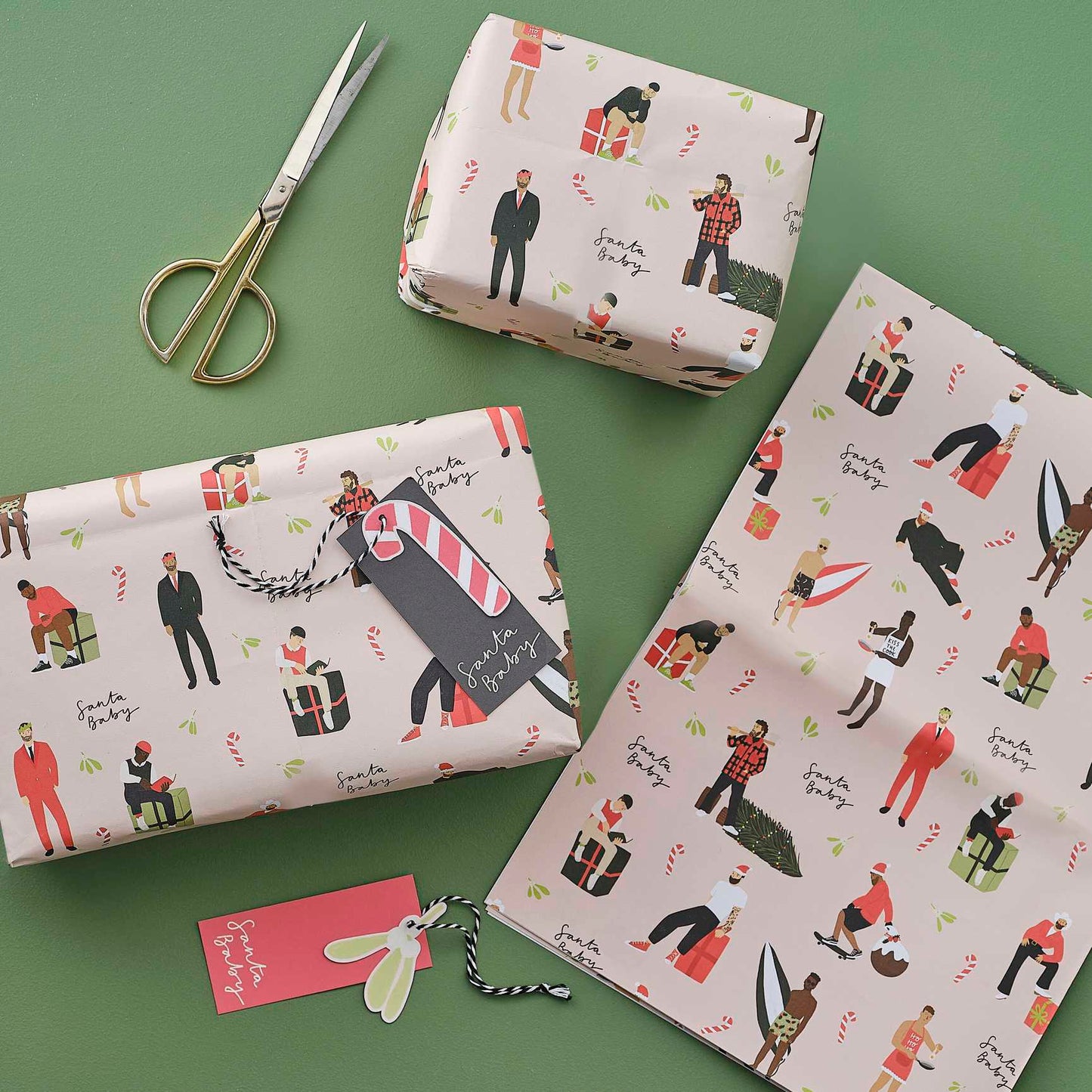 Christmas Santa baby wrapping paper gift wrap