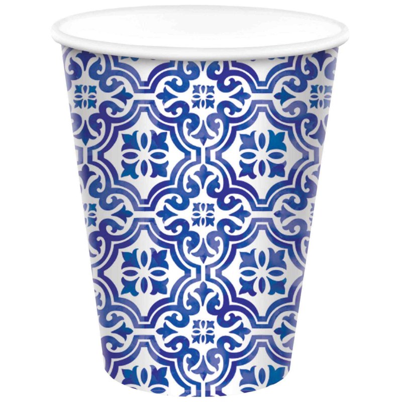 Mediterranean Paper Party Cups Pk 8