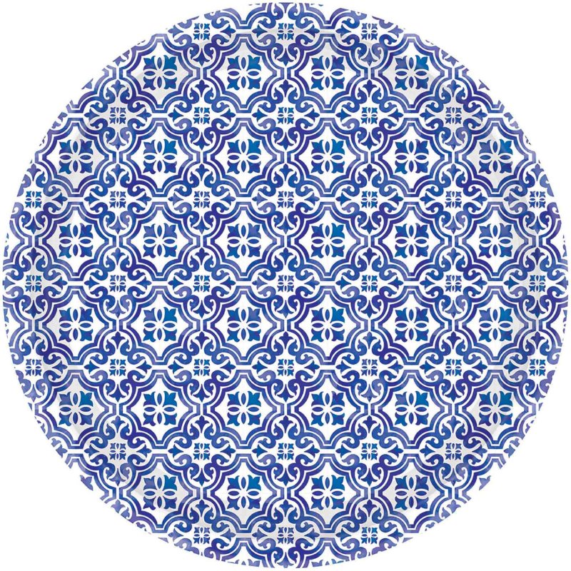 Mediterranean Paper Party Plate 23cm Pk8