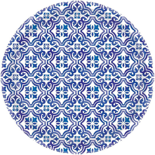 Mediterranean Paper Party Plate 17cm Pk8