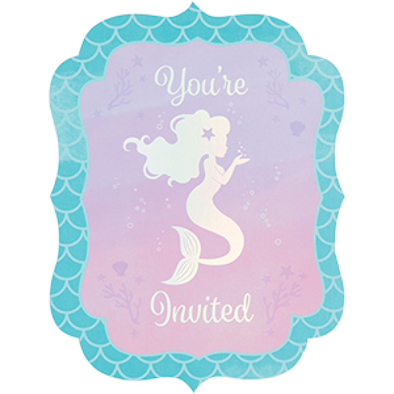 Mermaid Shine Kids BIrthday Party Invitations