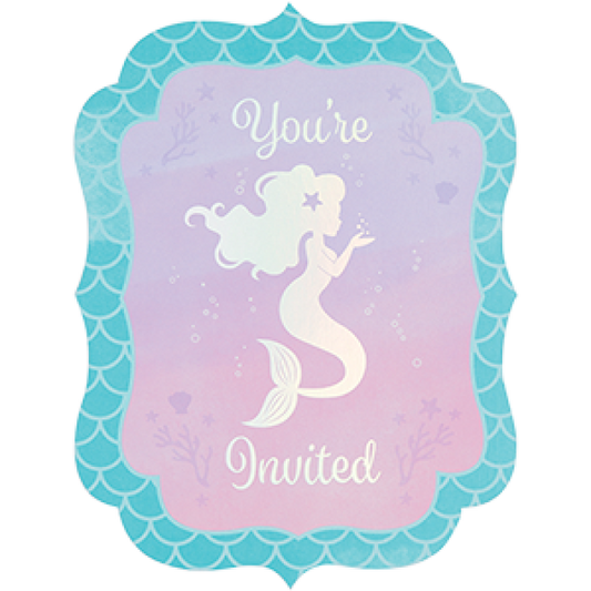 Mermaid Shine Kids BIrthday Party Invitations