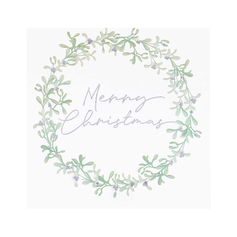 Merry Christmas Mistletoe Wreath Paper Party Napkins Serviettes