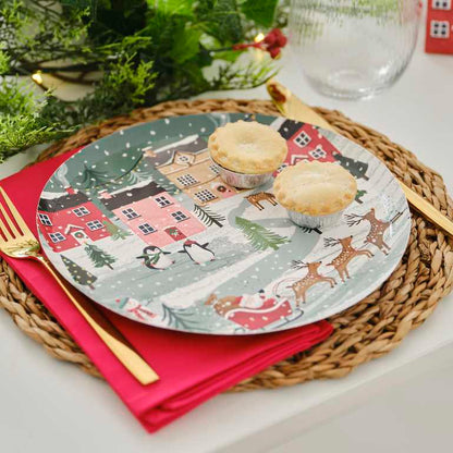 Eco-Friendly Merry Little Christmas Festive Scene Paper Party Plates