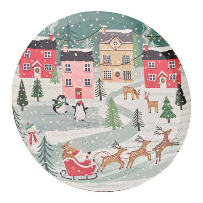 Eco-Friendly Merry Little Christmas Festive Scene Paper Party Plates