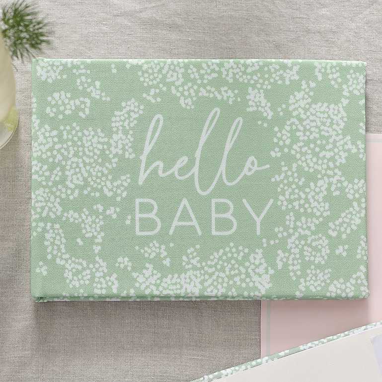 Mint Green Floral Fabric Baby Shower Photo Album