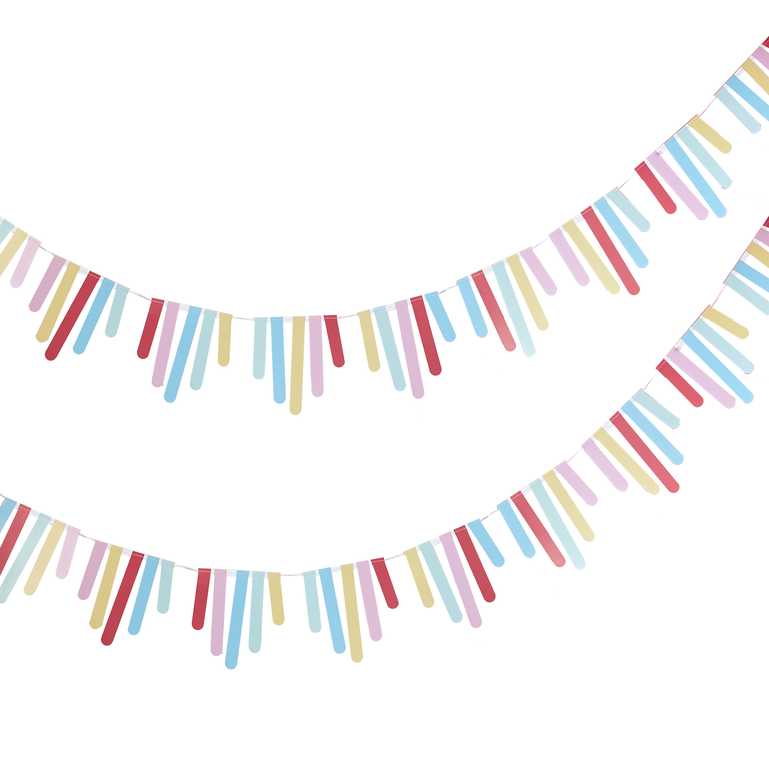 multicoloured bright colours rainbow birthday party hanging bunting banner decorations