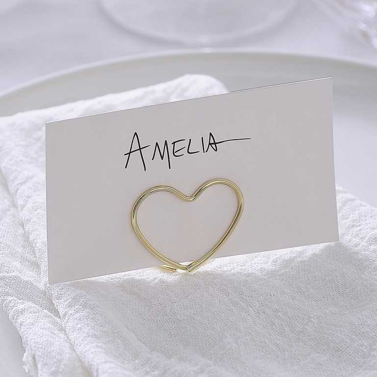 Modern Luxe Gold Metal Heart Name Place Holders & Cards