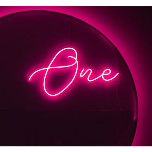 Pink One 1st Birthday Neon Light Sign