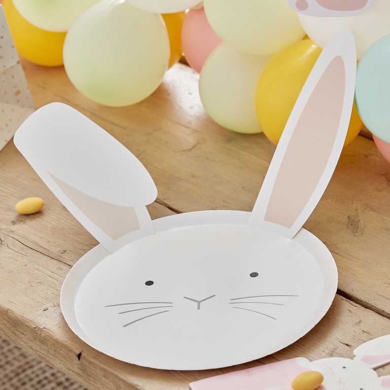 Pastel Interchangeable Easter Bunny Ears Paper Party Plates