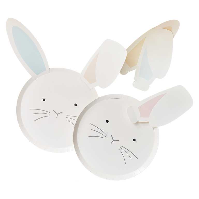 Pastel Interchangeable Easter Bunny Ears Paper Party Plates