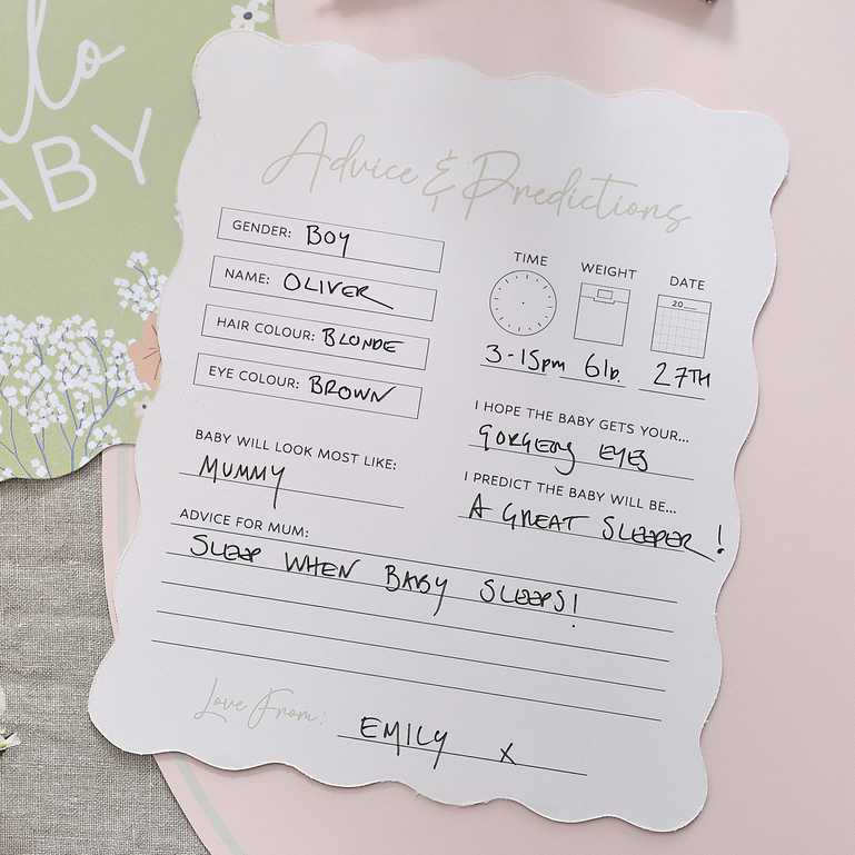 Pastel Floral Hello Baby Prediction & Advice Cards