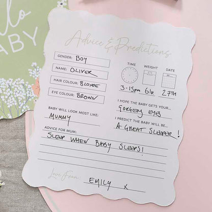 Pastel Floral Hello Baby Prediction & Advice Cards