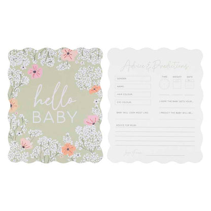 Pastel Floral Hello Baby Prediction & Advice Cards