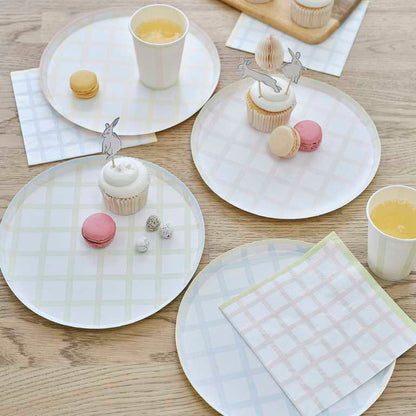 Pastel Gingham Paper Party Plates