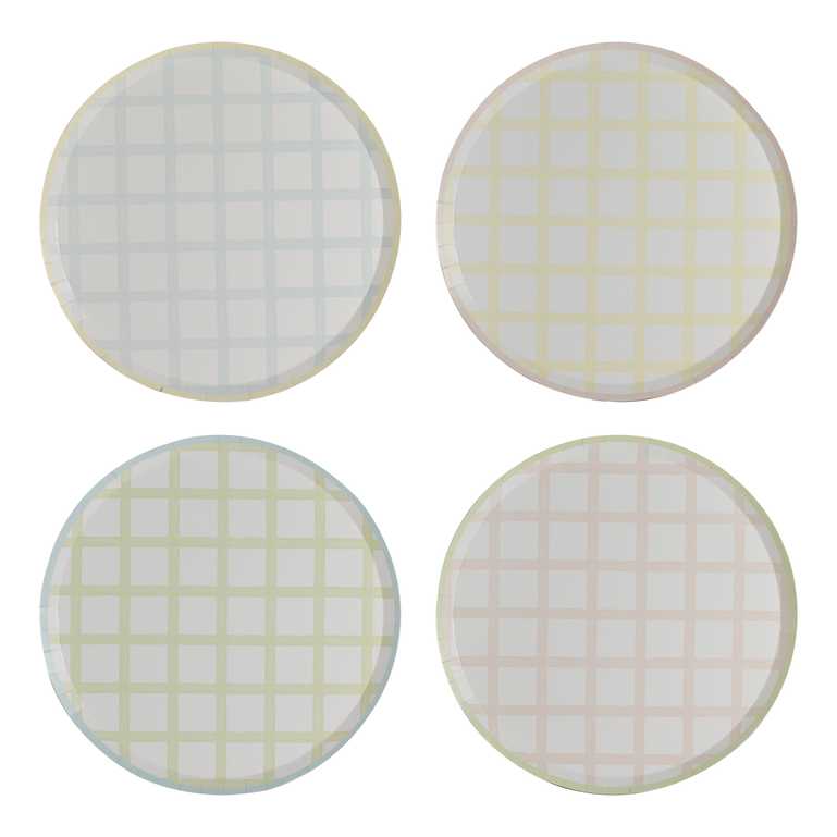 Pastel Gingham Paper Party Plates