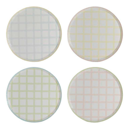 Pastel Gingham Paper Party Plates