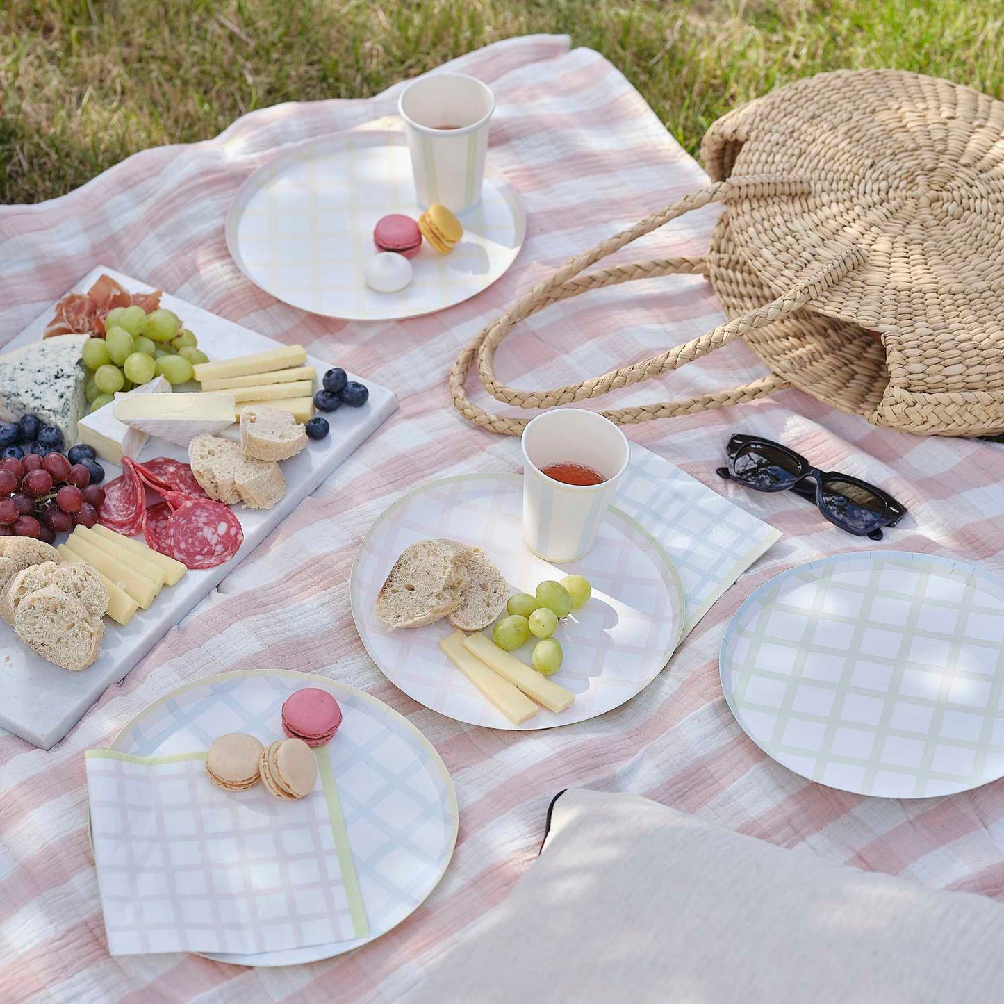 Pastel Gingham Paper Party Plates