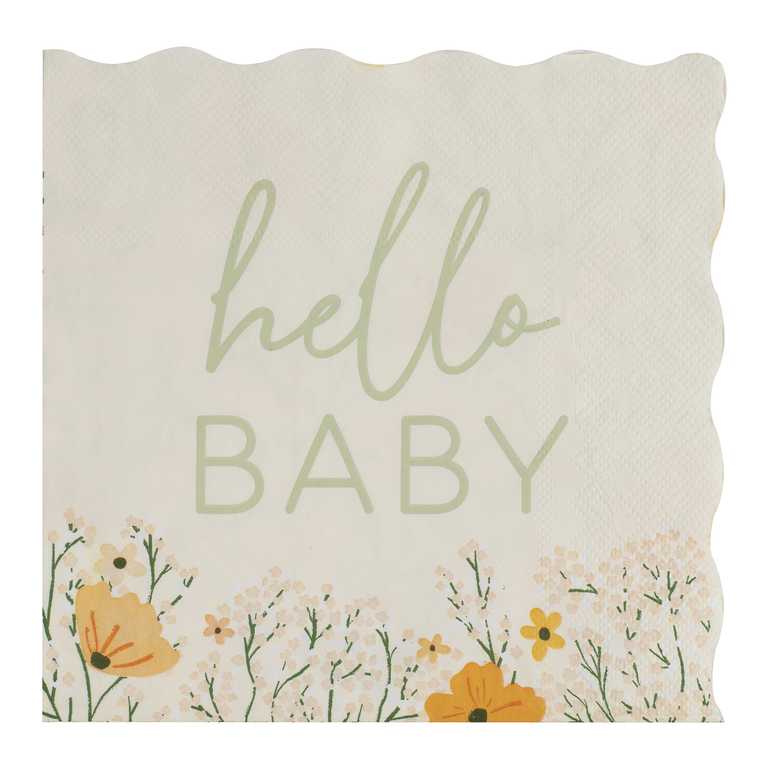 Pastel Hello Baby Floral Flower Paper Party Napkins