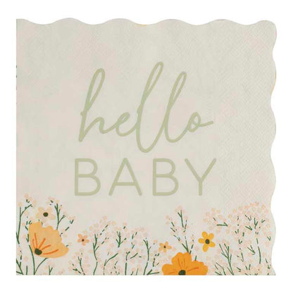 Pastel Hello Baby Floral Flower Paper Party Napkins